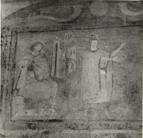 Anonimo — Anonimo romano sec. XII - S. Maria in Cosmedin: Dio ordina a Ezechiele di radersi e di dividere la barba in tre parti — particolare